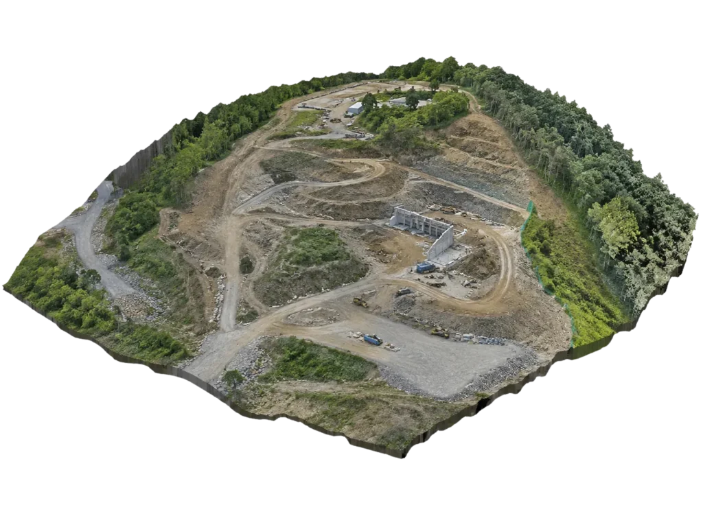 A 3d mapping rendering of a construction site outside of Sullivan Indiana captured by EyeSoar