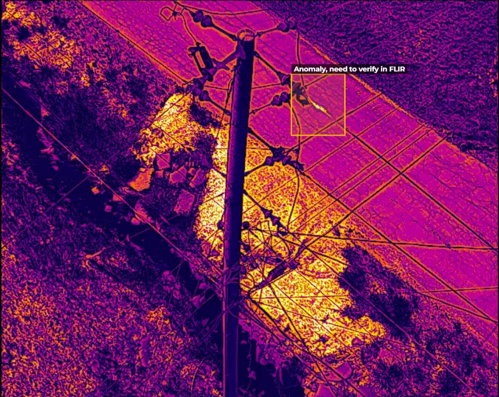 thermal image of a powerline inspection in Vincennes Indiana